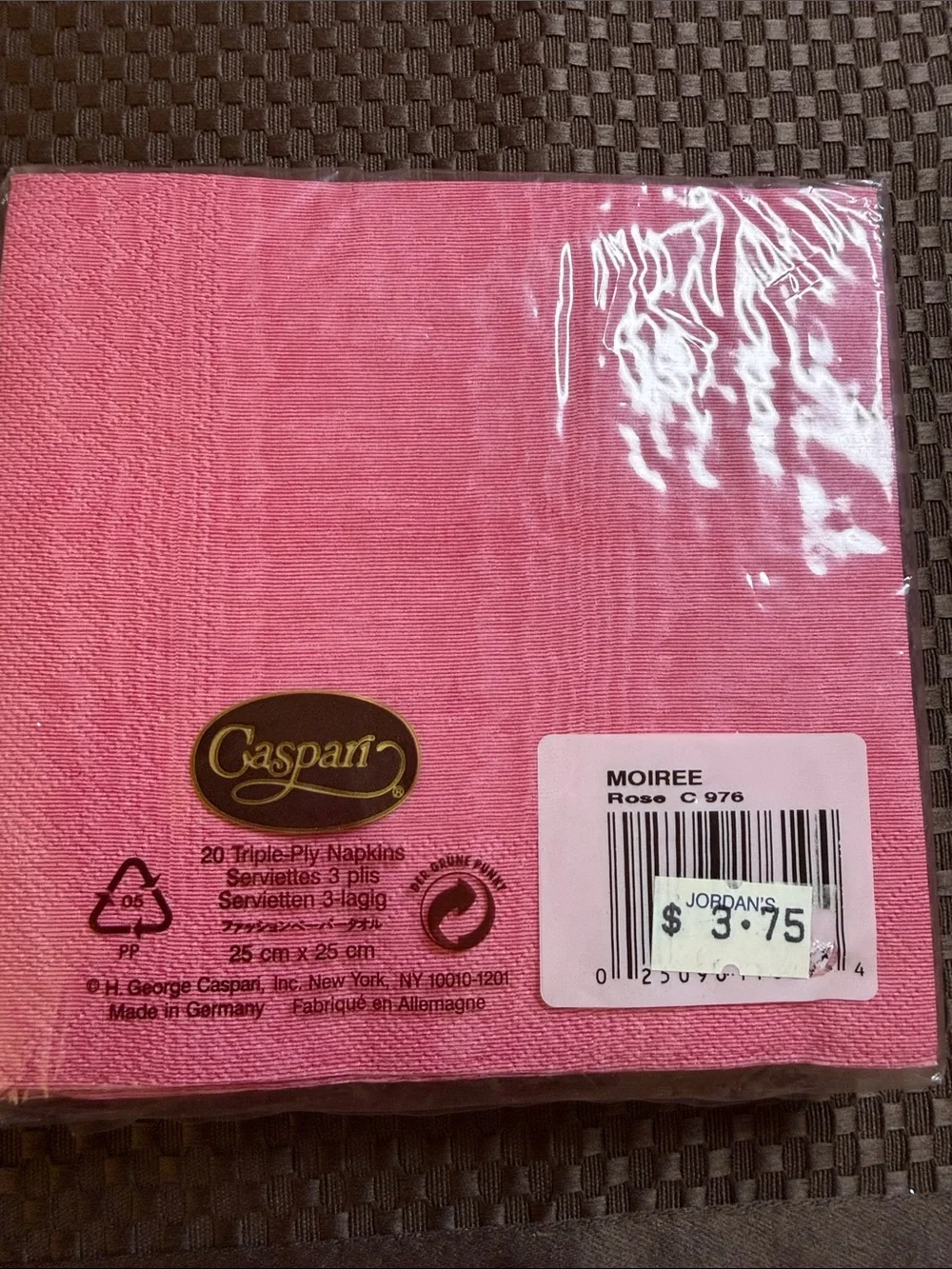 Vintage NWT Caspari Pink Moiree Rose & Turtles Cocktail Napkins